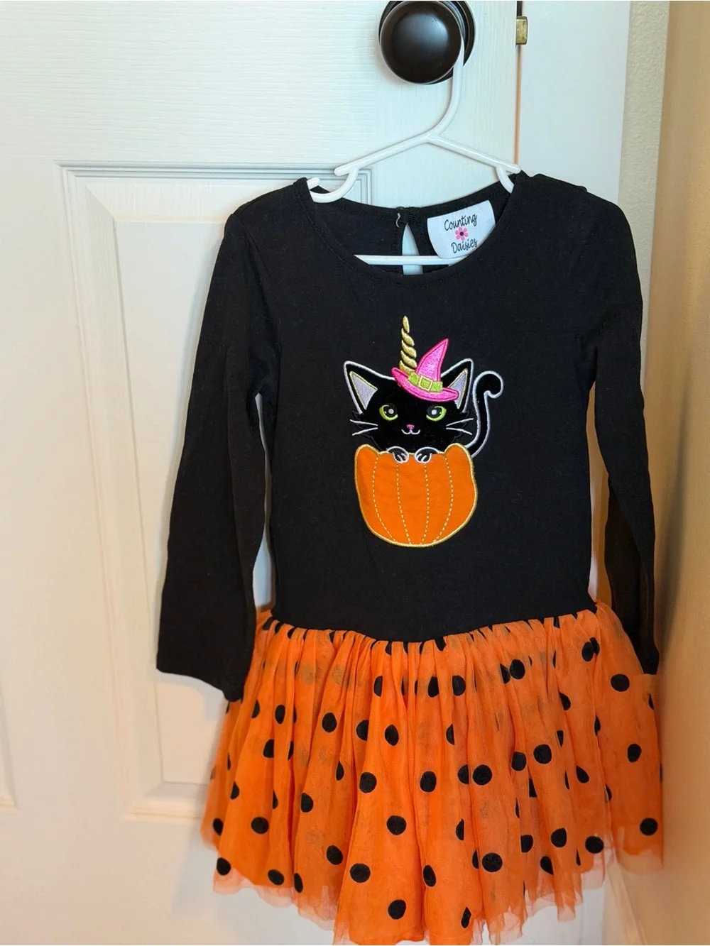 Cute Black & Orange Halloween Cat Pumpkin Costume Dress